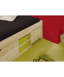 Letto matrimoniale con contenitori e comodini estraibili con ruote  "Claas" color legno 180x200 cm